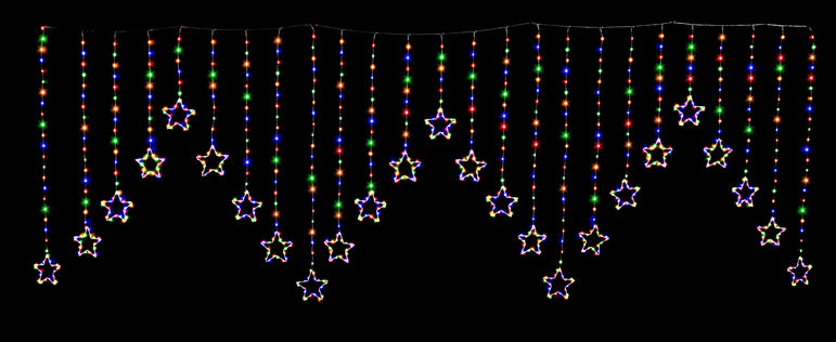 LED Star Curtain 25 Strand Multi Colour 360cm