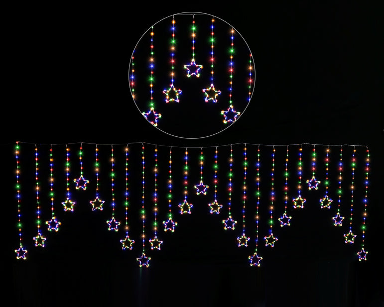 LED Star Curtain 25 Strand Multi Colour 360cm