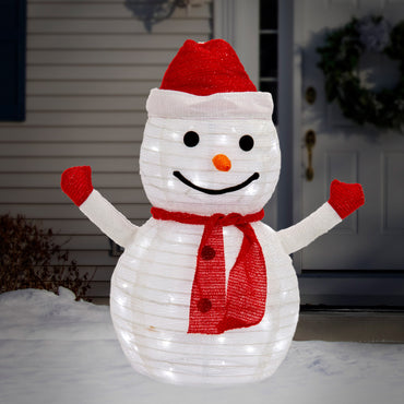 LED Pop Up Mesh Tinsel Snowman