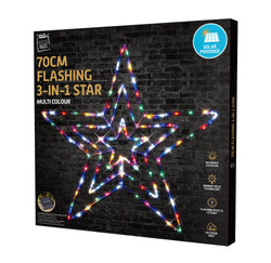 Solar LED Tube light 5pk Star Chain / 3D star / Multi Col