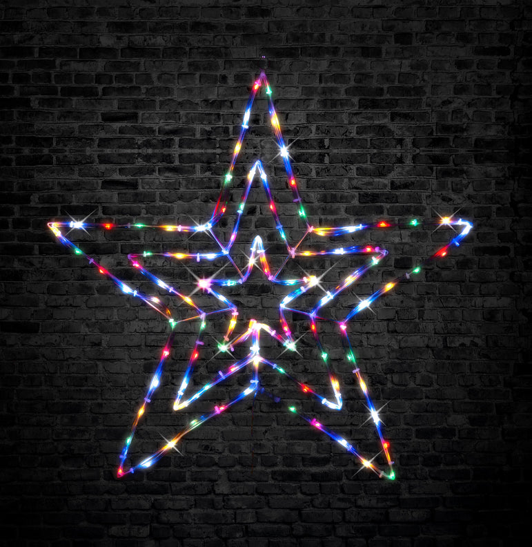 Solar LED Tube light 5pk Star Chain / 3D star / Multi Col