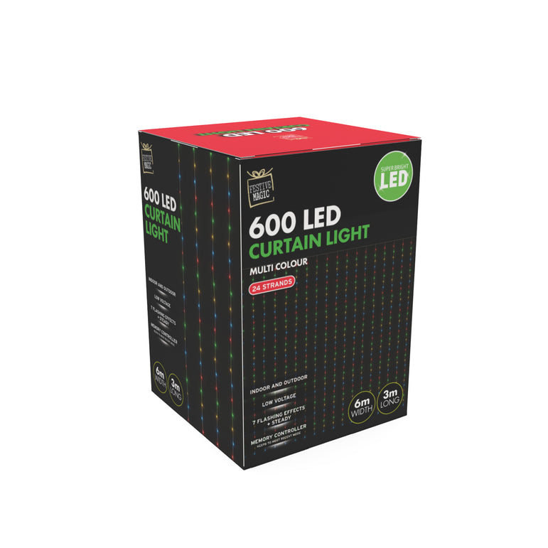 LED Curtain Light 6m 600 Flash Christmas