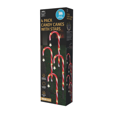 Solar Candy Cane With Stars (4pk)
