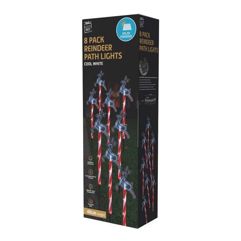 Solar Candy Cane With Reindeer (8pk)