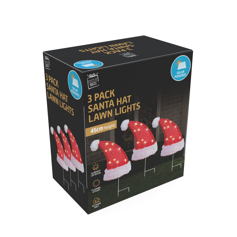 Solar Santa Hat Path Lights (3pk)