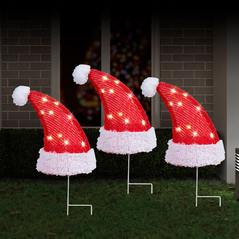 Solar Santa Hat Path Lights (3pk)
