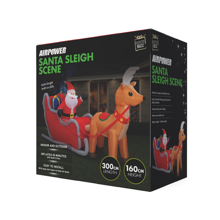 Airpower Jumbo Santa Sleigh Reindeer