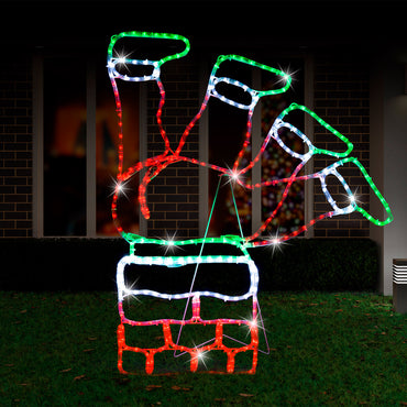 Ropelight Santa Stuck in Chimney