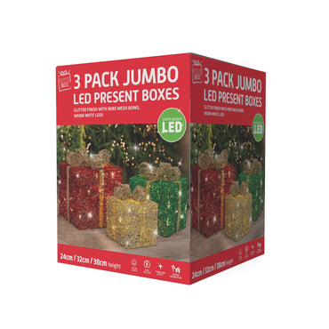 LED Jumbo Present Boxes (3pk)