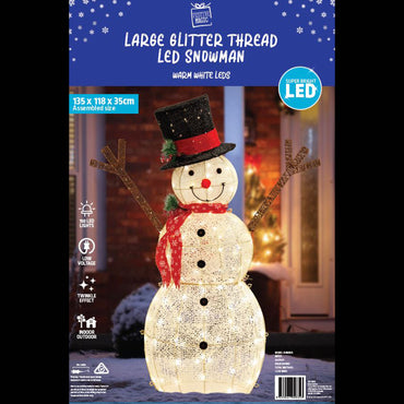 LED Glitter 3D Deluxe Snowman (139cm)