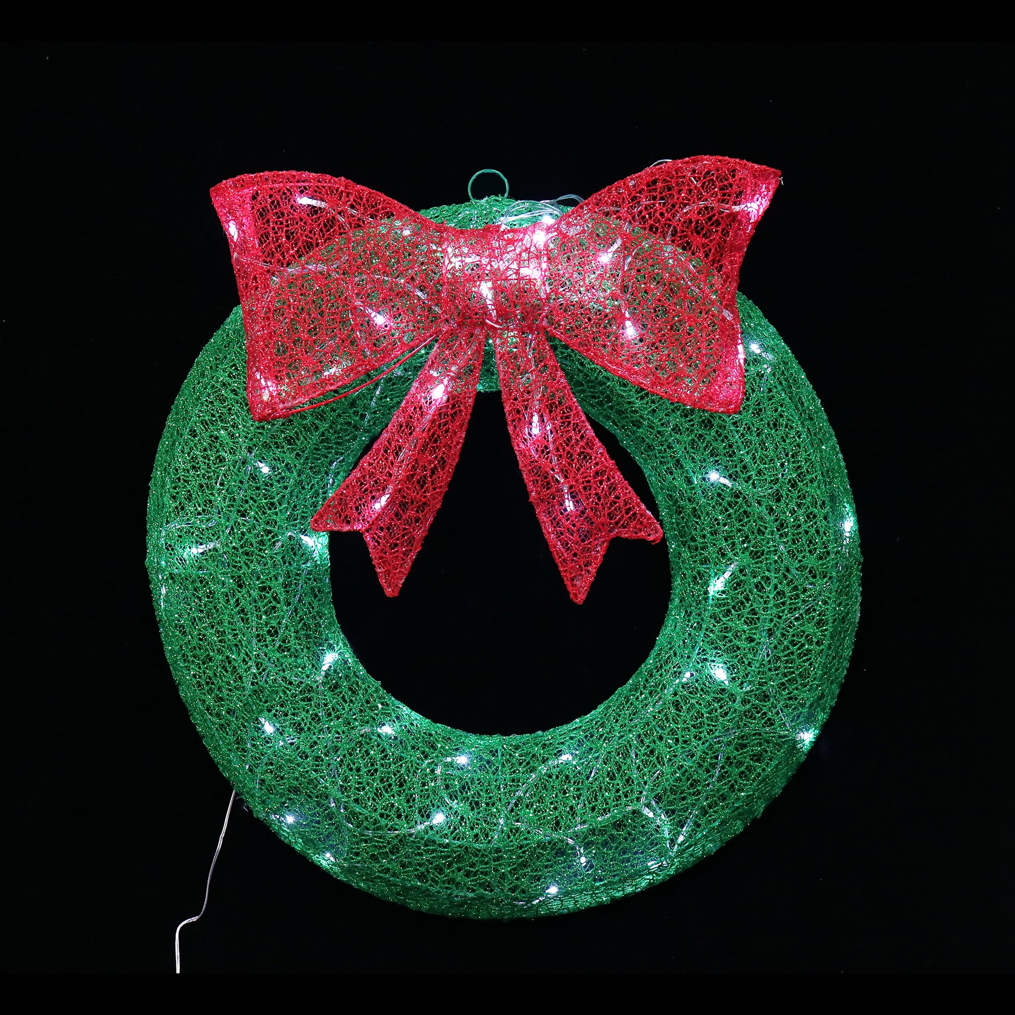 LED Glitter Threat Wreath (60cm)