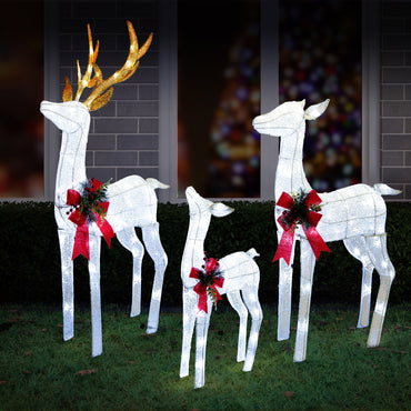 LED Glitter Reindeer Family (3pc)