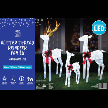 LED Glitter Reindeer Family (3pc)