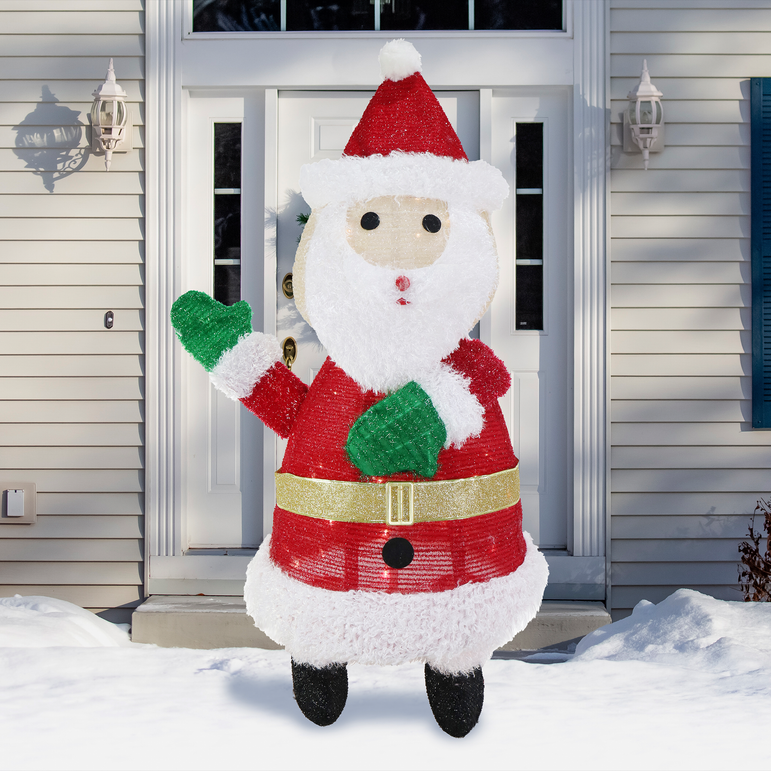 LED Pop Up Mesh Tinsel Santa