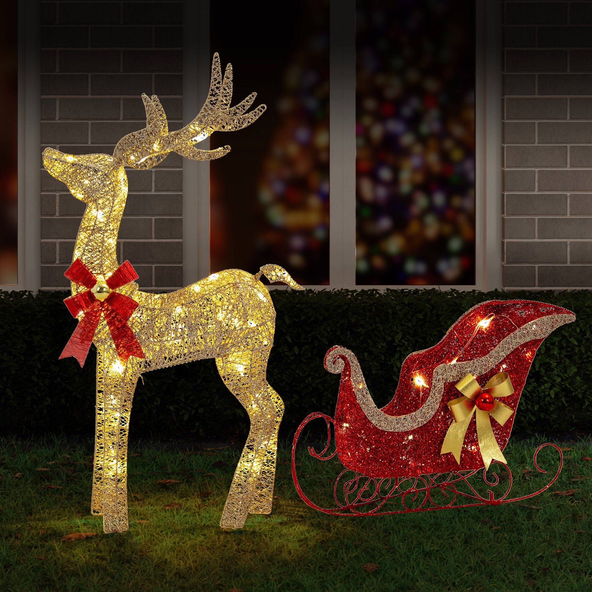 LED Reindeer & Sleigh