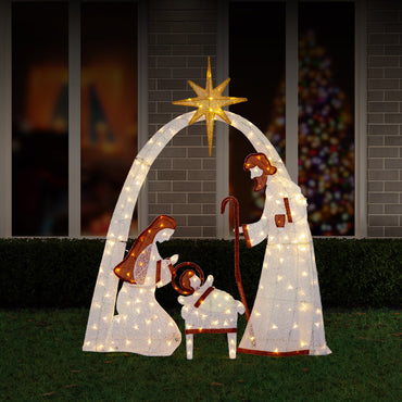 LED Glitter Nativity Scene Set