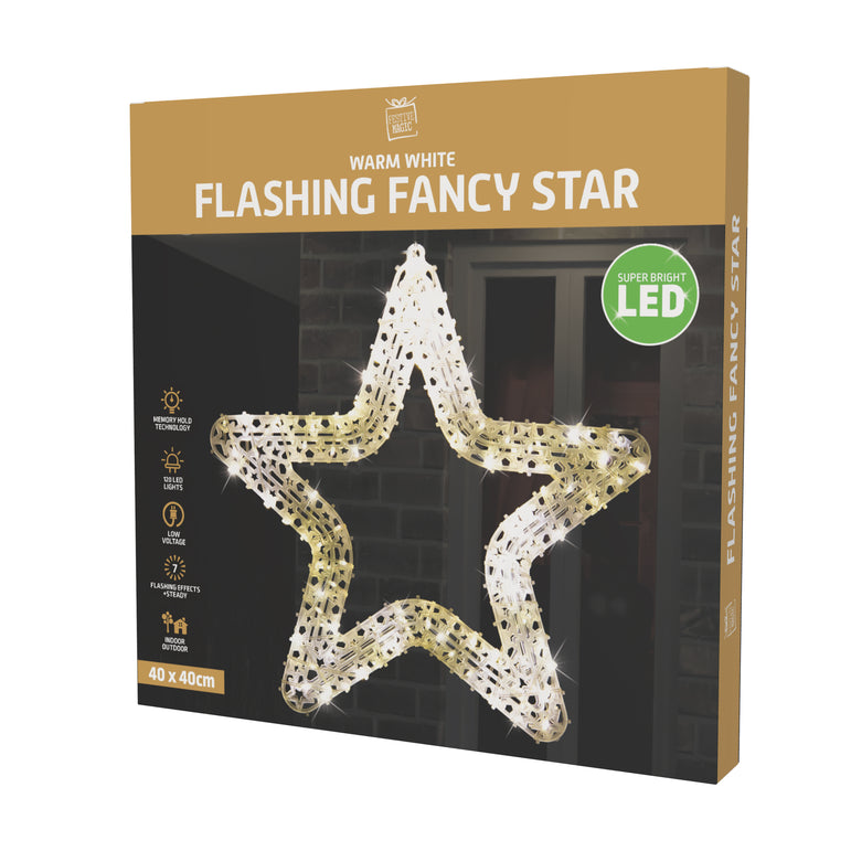 LED Pin Light Fancy Star Flashing Asst