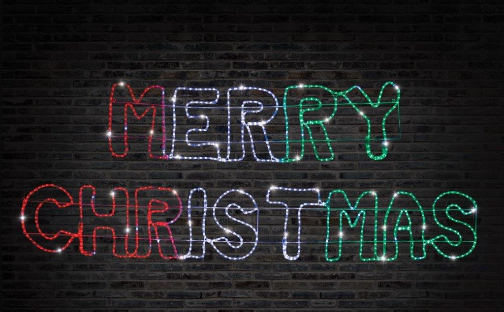 LED RED/GREEN/WHITE  Rope light Merry Christmas 273 CM X88CM