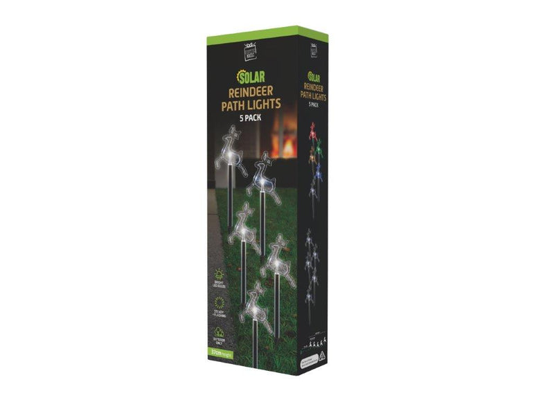 Solar LED Reindeer Path Lights 5 Pack