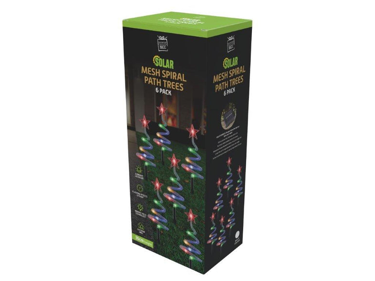 Solar LED Mesh Spiral Path Tree 6 Pack