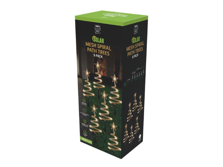 Solar LED Mesh Spiral Path Tree 6 Pack