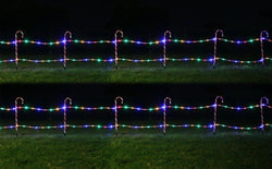 Solar LED Candy Cane Fence Stakes 12 Pack