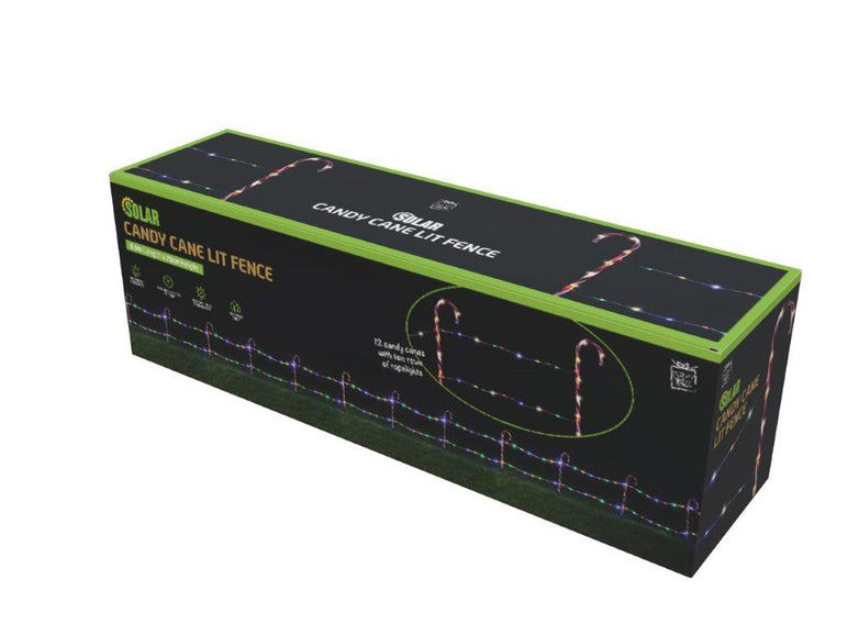 Solar LED Candy Cane Fence Stakes 12 Pack