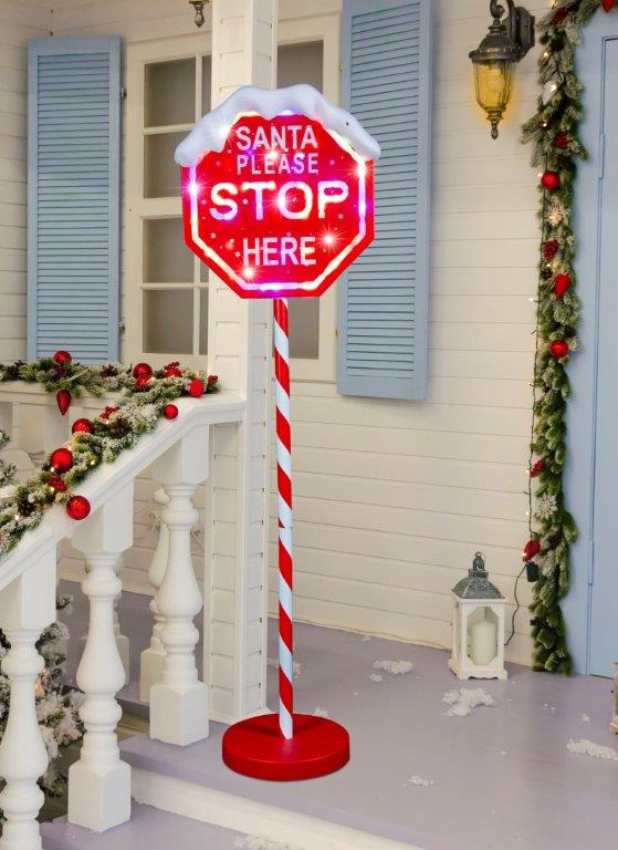LED Multicolour Stop Here Sign 1m