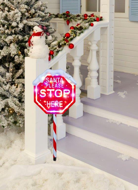 LED Multicolour Stop Here Sign 1m