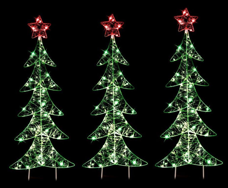 LED Starry Wire Trees Path Lights 3 Pack