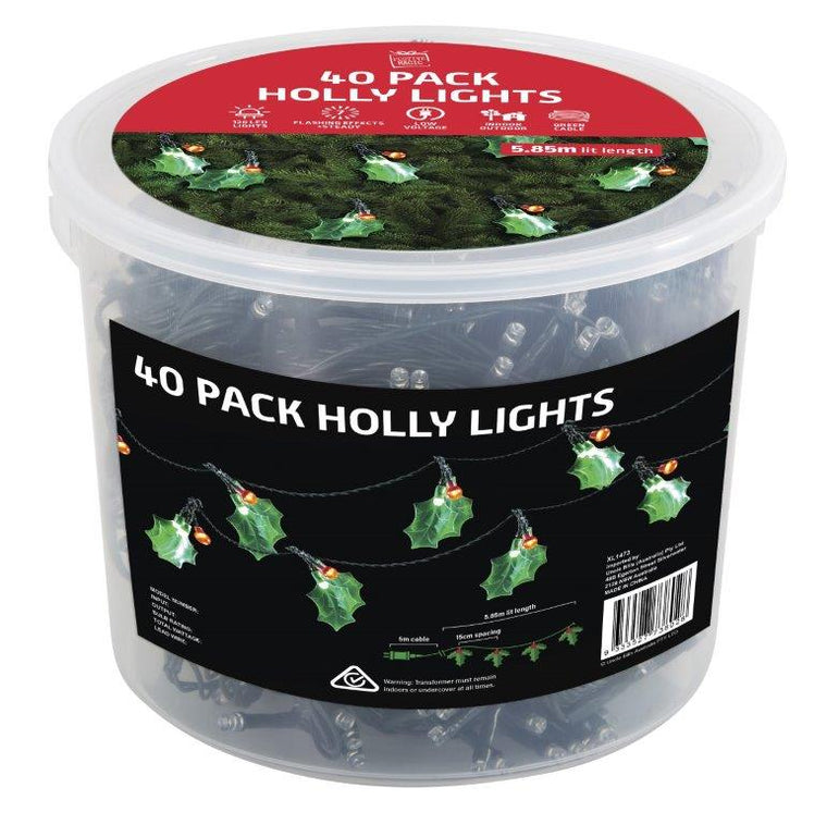 LED Holly Lights 40 Pack