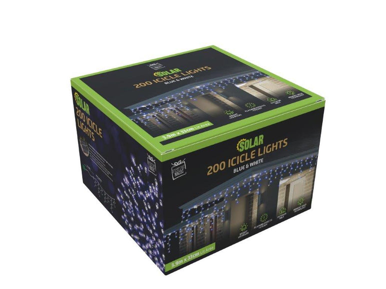 200 Solar LED Icicle Lights