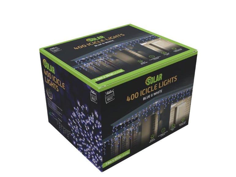 400 Solar LED Icicle Lights