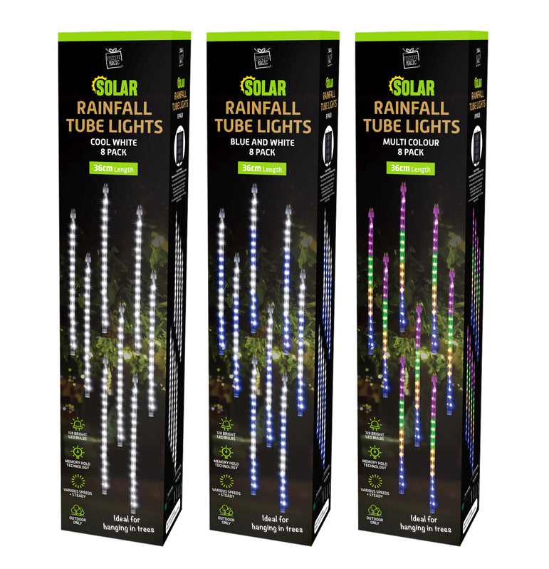 Solar LED Rainfall Tube Lights 8pk Asst
