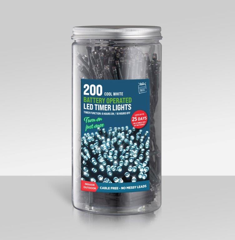 LED Battery Operated Timer Lights 200