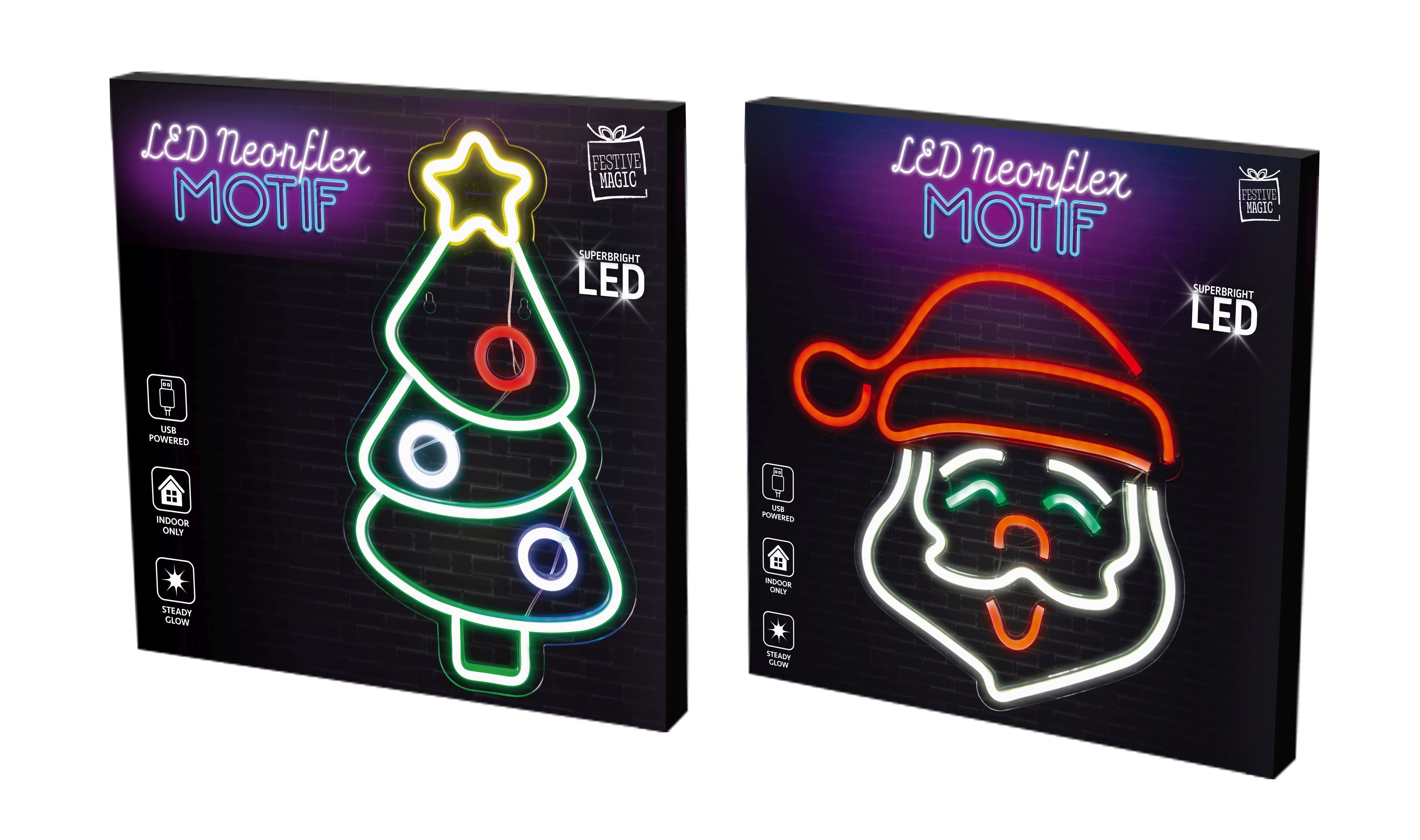 USB LED Neon flex Motif Santa/Tree Asst