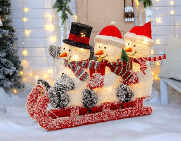 LED Frosty Snowmen on Sled 75cm