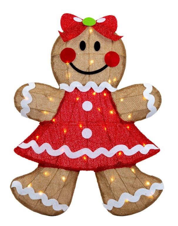 LED Tinsel Gingerbread Pair