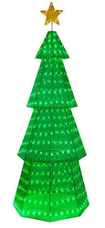 LED Mesh Tinsel 4 Tier Green Flashing Tree 180cm