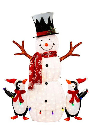 LED Tinsel Snowman with Penguins