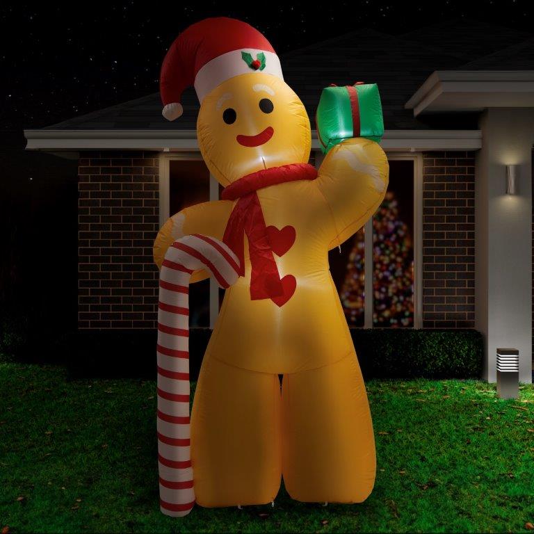 Inflatable Gingerbread Man with Cane 240cm