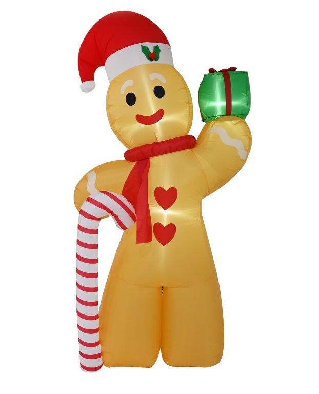 Inflatable Gingerbread Man with Cane 240cm