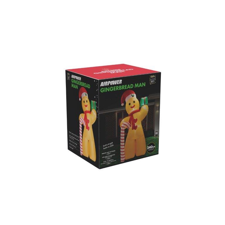 Inflatable Gingerbread Man with Cane 240cm