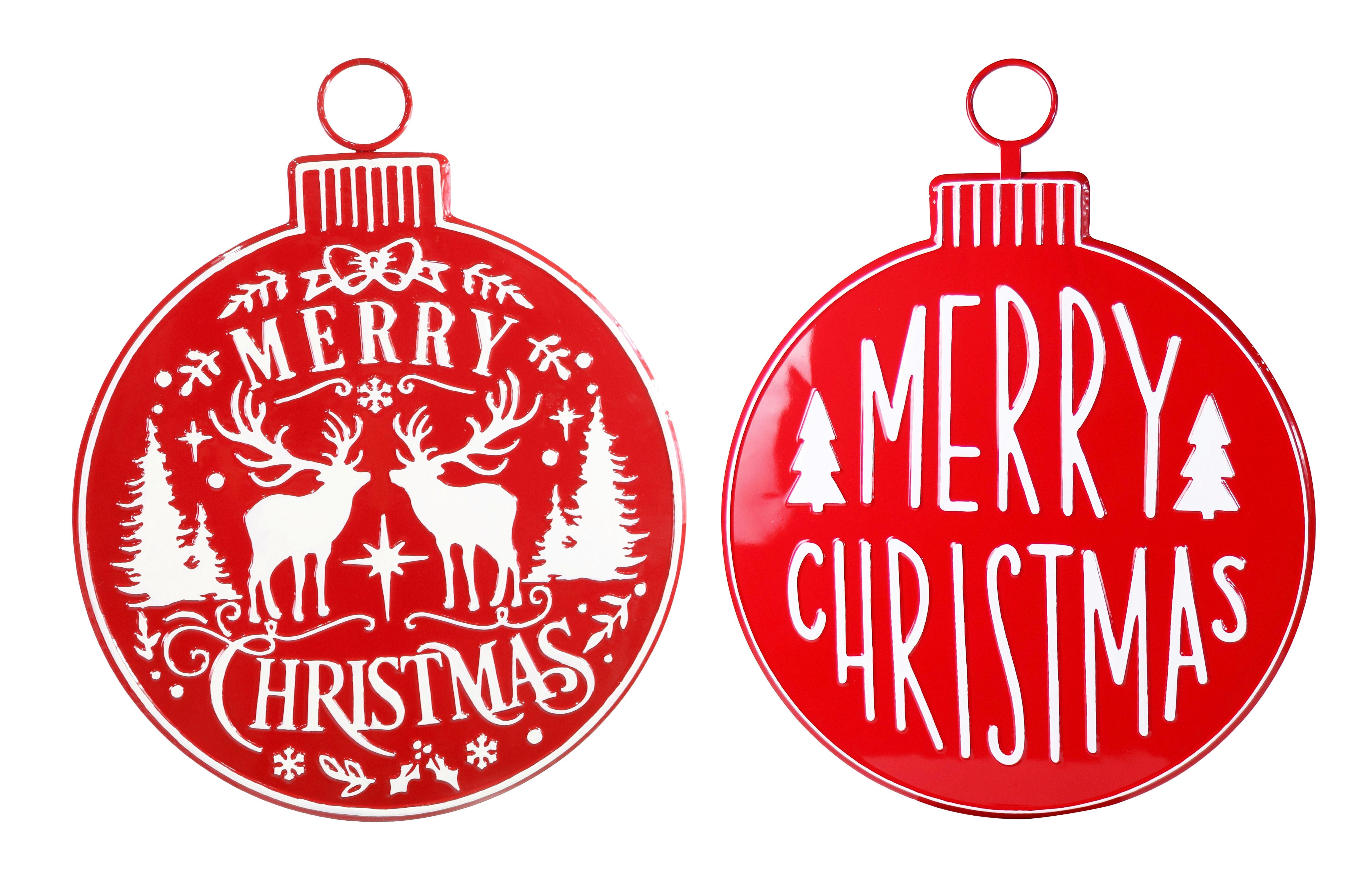 Merry Christmas Metal Yard Bauble Asst