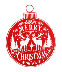 Merry Christmas Metal Yard Bauble Asst
