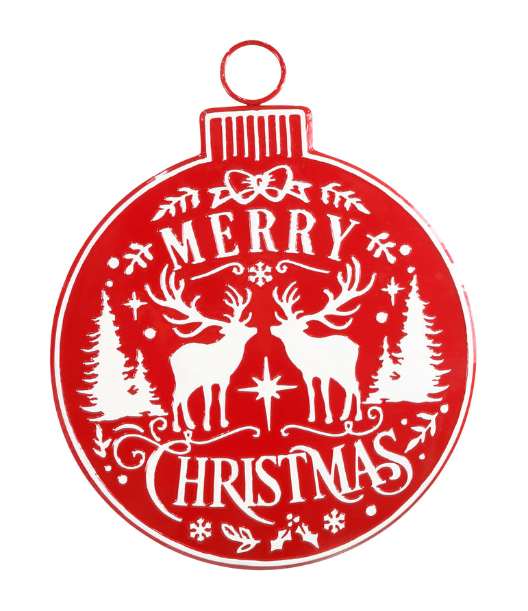Merry Christmas Metal Yard Bauble Asst