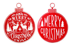 Merry Christmas Metal Yard Bauble Asst