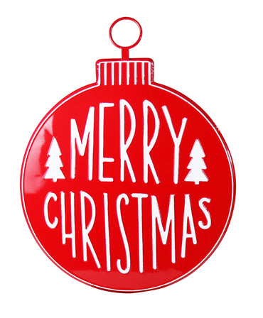 Merry Christmas Metal Yard Bauble Asst