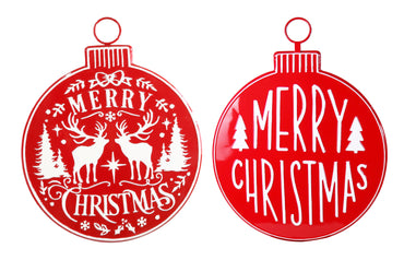 Merry Christmas Metal Yard Bauble Asst