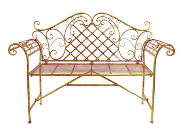 Garden Bench / Gate / Sleigh Wrought Iron Red-Gold outdoor